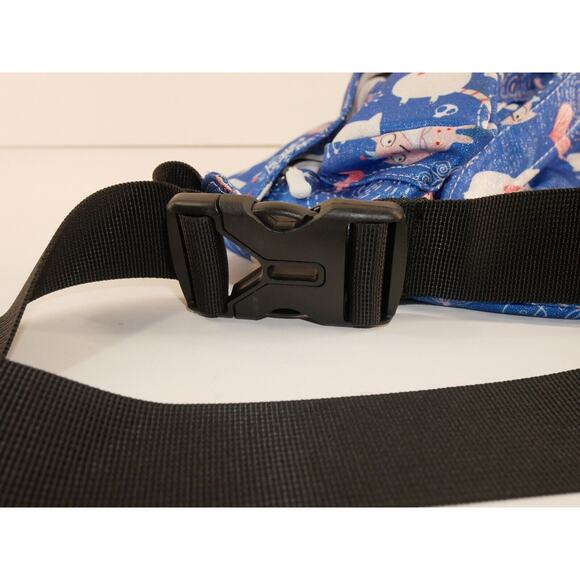 The Kamo Large Sling Crossbody Bag Shimmery Cats Hearts Blue - Picture 13 of 16